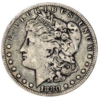 1880 S Morgan 90% Silver Dollar in VG/VF condition