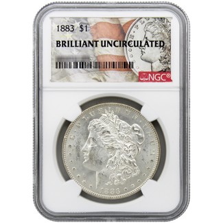 1883-P Morgan Silver Dollar NGC Brilliant Uncirculated Morgan / Flag Label