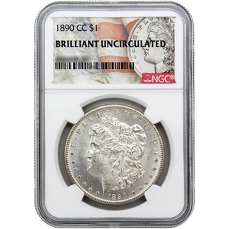 1890-CC Morgan Silver Dollar NGC Brilliant Uncirculated Morgan / Flag Label
