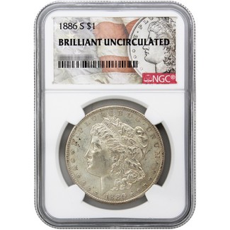 1886-S Morgan Silver Dollar NGC Brilliant Uncirculated Morgan / Flag Label