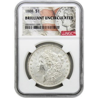 1888-P Morgan Silver Dollar NGC Brilliant Uncirculated Morgan / Flag Label