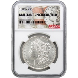 1880-O Morgan Silver Dollar NGC Brilliant Uncirculated Morgan / Flag Label