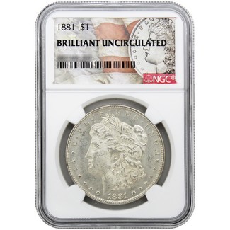 1881-P Morgan Silver Dollar NGC Brilliant Uncirculated Morgan / Flag Label