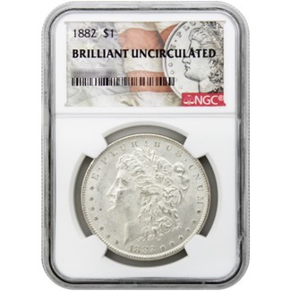 1882-P Morgan Silver Dollar NGC Brilliant Uncirculated Morgan / Flag Label