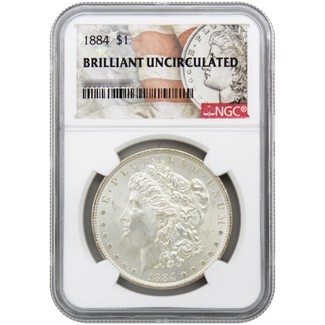 1884-P Morgan Silver Dollar NGC Brilliant Uncirculated Morgan / Flag Label