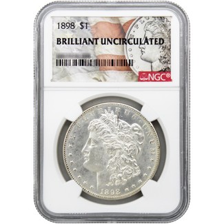 1898-P Morgan Dollar Brilliant Uncirculated NGC Morgan/ Flag Label