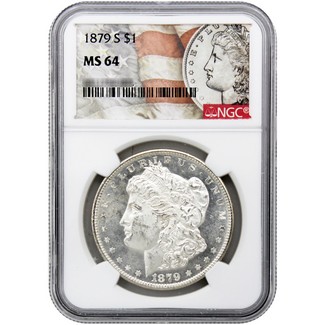 1879 S Morgan Dollar NGC MS64 Flag Label