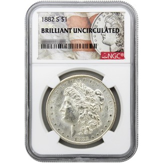 1882-S Morgan Silver Dollar NGC Brilliant Uncirculated Morgan / Flag Label