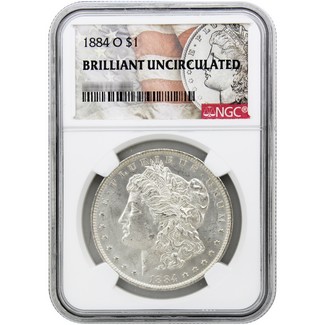 1884-O Morgan Silver Dollar NGC Brilliant Uncirculated Morgan / Flag Label