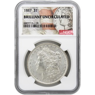 1887-P Morgan Silver Dollar NGC Brilliant Uncirculated Morgan / Flag Label