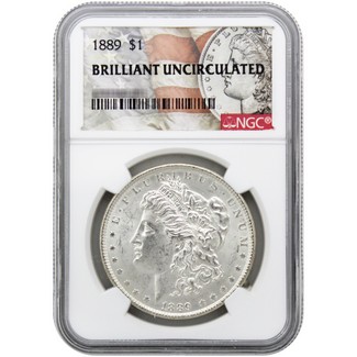 1889-P Morgan Silver Dollar NGC Brilliant Uncirculated Morgan / Flag Label