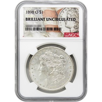 1898-O Morgan Silver Dollar NGC Brilliant Uncirculated Morgan / Flag Label