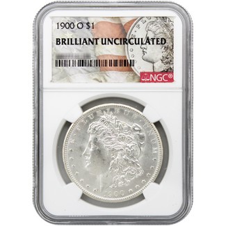 1900-O Morgan Silver Dollar NGC Brilliant Uncirculated Morgan / Flag Label