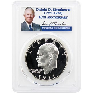 1971 S Silver Proof Eisenhower Dollar PCGS PR69 DCAM Eisenhower Label