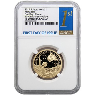 2019 S Sacagawea Dollar NGC PF70 UC FDI (from 10-Coin Silver Proof Set) 1st Label