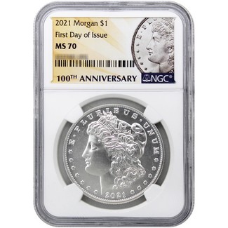 2021 P (No Mint Mark) Morgan Silver Dollar NGC MS70 FDI Centennial Label