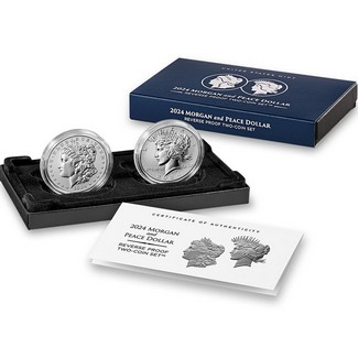 2024 S Reverse Proof Morgan and Peace Silver Dollar 2-Coin Set OGP