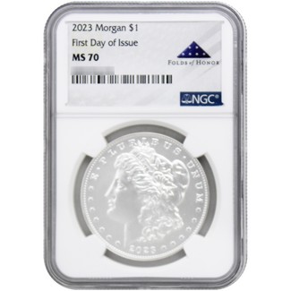 2023 Morgan Silver Dollar (Philadelphia)---No Mint Mark NGC MS70 FDI Folds of Honor Label