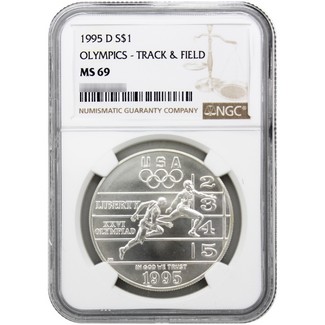 1995 D Olympic Track and Field Commem Dollar NGC MS69