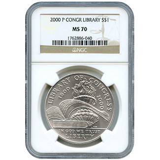 2000 P Library of Congress Commem Dollar NGC MS70