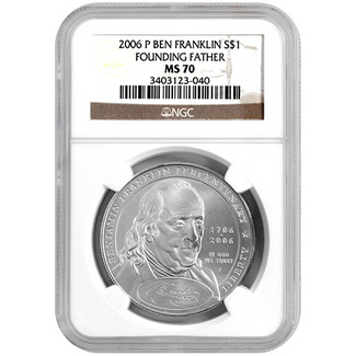 2006 P Ben Franklin Founding Father Commem Dollar NGC MS70