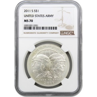 2011 S United States Army Commemorative Silver Dollar NGC MS70 Brown Label