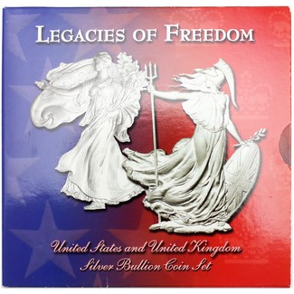 2003 Legacies of Freedom Silver Set U.S. Silver Eagle & U.K. Britannia OGP