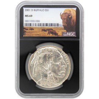 2001 D Buffalo Commemorative Silver Dollar NGC MS69 Black Core Buffalo Label