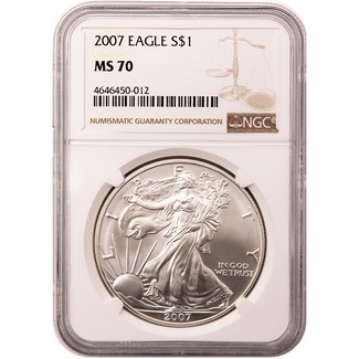 2007 Silver Eagle NGC MS70 Brown Label