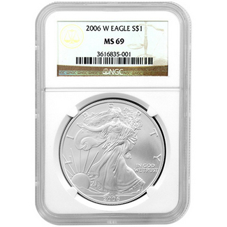 2006 W Burnished Silver Eagle NGC MS69