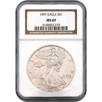 1997 Silver Eagle NGC MS69 Brown Label