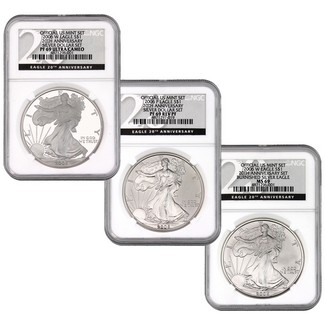 2006 3 Piece Silver Eagle 20th Anniversary Set NGC 69