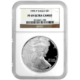 1995 P Silver Eagle NGC PF69 Ultra Cameo Brown Label