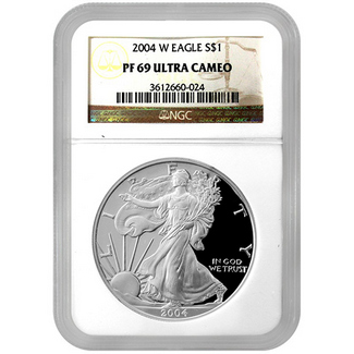 2004 W Proof Silver Eagle NGC PF69 Ultra Cameo Brown Label