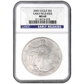 2006 Silver Eagle NGC MS69 Early Releases Blue Label