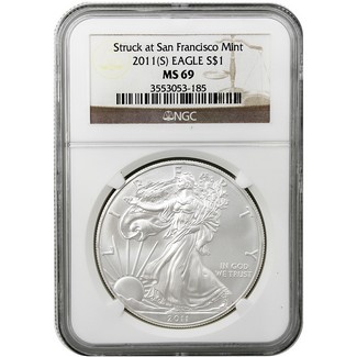 2011 (S) Silver American Eagle NGC MS69 Brown Label