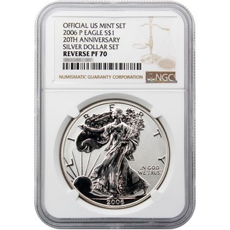 2006 P Reverse Proof Silver Eagle NGC PF70 Brown Label
