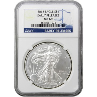 2012 Silver Eagle NGC MS69 Early Releases Blue Label