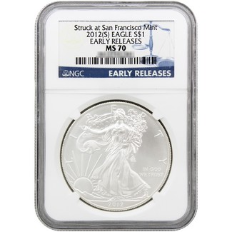 2012 (S) Silver Eagle NGC MS70 Early Releases Blue Label