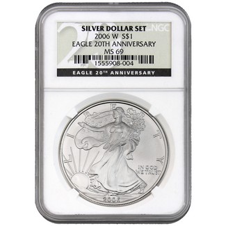 2006 W 20th Anniversary Burnished Silver Eagle NGC MS69 Black Anniversary Label