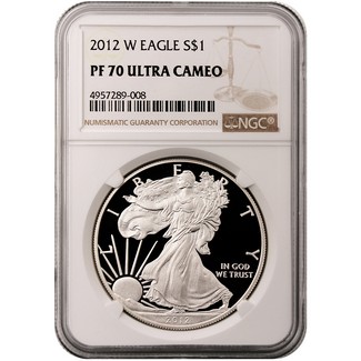 2012 W Proof Silver Eagle NGC PF70 Ultra Cameo Brown Label