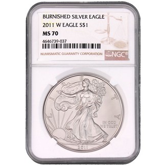 2011 W Burnished Silver Eagle NGC MS70 Brown Label