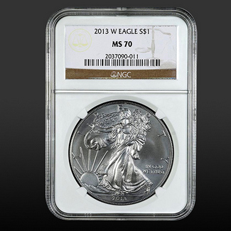 2013-W Burnished Silver Eagle NGC MS70 Brown Label