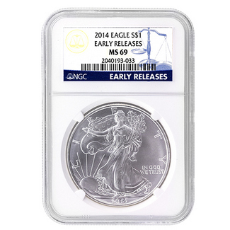 2014 Silver Eagle NGC MS69 Early Releases Blue Label