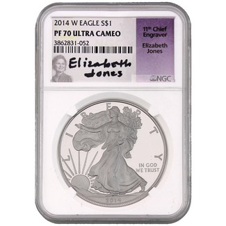 2014 W Proof Silver Eagle NGC PF70 UC Elizabeth Jones Label