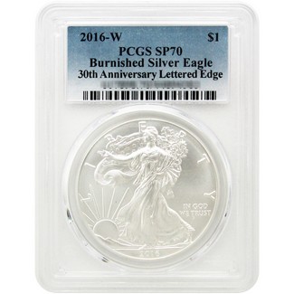 2016 W Burnished Silver Eagle PCGS SP70 Blue Label