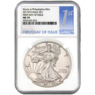 2017 (P) Silver Eagle Struck at Philadelphia NGC MS70 First Day Issue