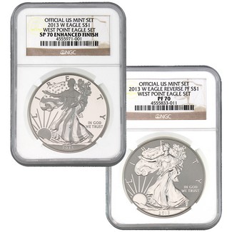 2013 West Point 75th Anniversary 2 Coin Set NGC 70 Brown Label