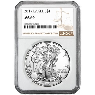 2017 Silver Eagle NGC MS69 Brown Label