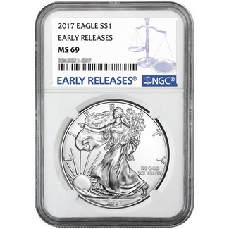 2017 Silver Eagle NGC MS69 ER Blue Label